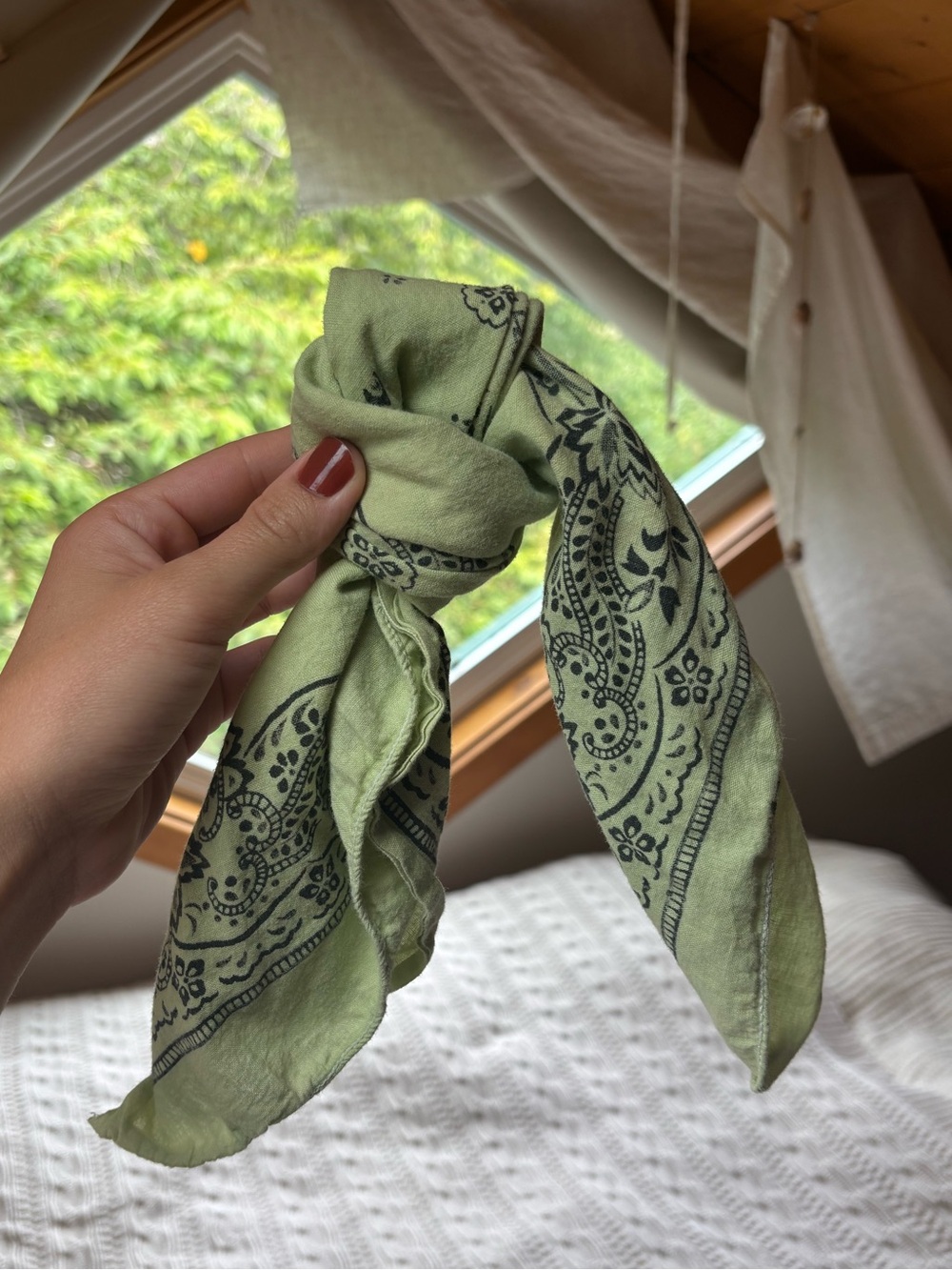 100% Cotton Green Paisley Bandana